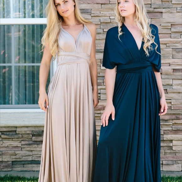 Convertible Infinity Dress & Bandeau Long Maxi Bridesmaid/Prom Dresses Navy - Picture 6 of 7